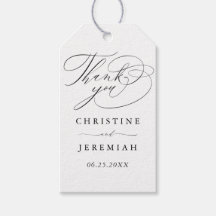 Elegant Black White Script Namn Bröllop Tack