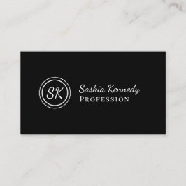 Elegant Black White Script Professionell Monogram Visitkort