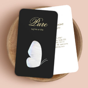 Elegant Black White Seashell Butterfly Visitkort