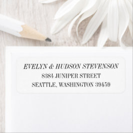 Elegant Black White Serif Wedding Return Address Returadress Etikett