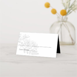 Elegant Black White Simple Blommigt Bröllop Placeringskort