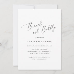 Elegant Black White Simple Brunch och Bubly Inbjudningar