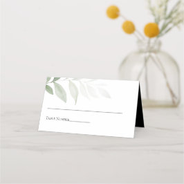 Elegant Black White Simple Greenery Bröllop Placeringskort
