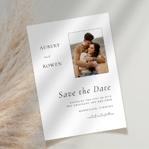 Elegant Black & White Simple Photo Save Date Spara Datumet
