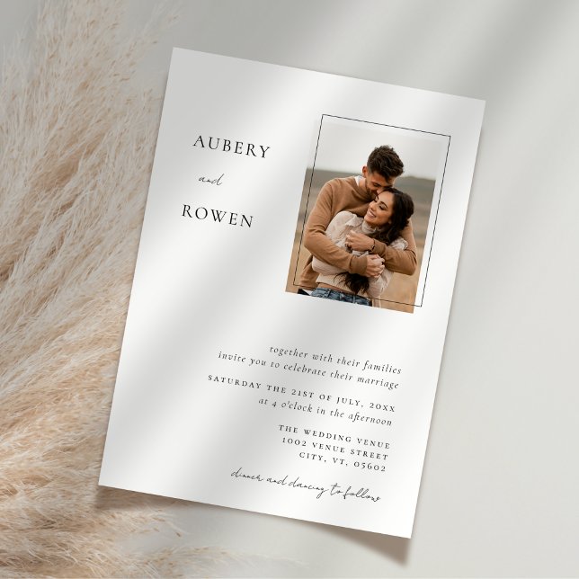 Elegant Black & White Simple Photo Wedding Inbjudningar (Skapare uppladdad)