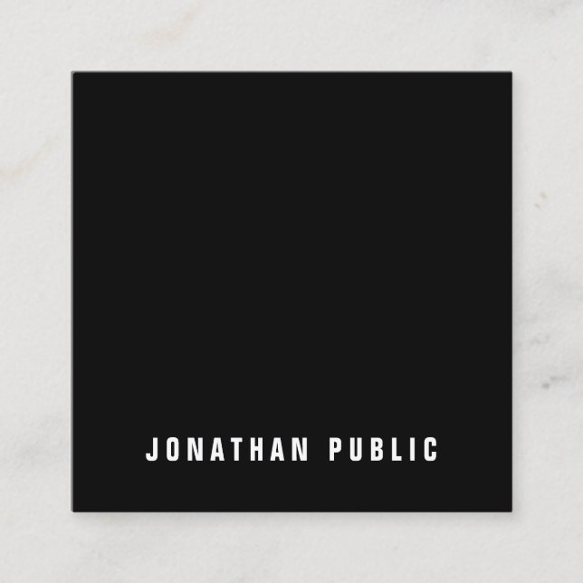 Elegant Black White Simple Plain Professionell Lux Fyrkantigt Visitkort (Framsida)