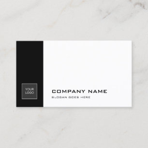 Elegant Black White Sleek Plain Trendig Company Visitkort