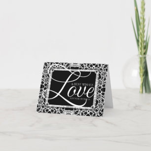 Elegant Black White Snöre KÄRLEK Note Card Kort
