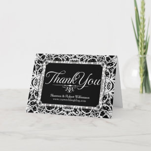 Elegant Black White Snöre - Tack-kort Tack Kort