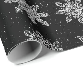 Elegant Black & White Snowflake jul Mönster Presentpapper