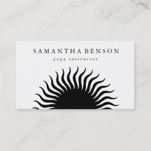 Elegant Black & white Sol Logotyp Yoga Visitkort