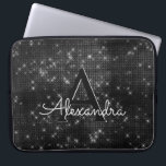 Elegant Black & White Sparkling Stars Monogram Laptop Fodral<br><div class="desc">Elegant Black and White Gnistra och Shimmer Elegant Monogram Fodral. Fodral kan anpassas så att det omfattar ditt första och första namn.</div>
