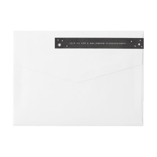Elegant Black+White Stars Wraparound Address Label Etikettband