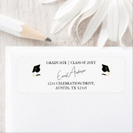 Elegant Black White Studenten Returadress Etikett