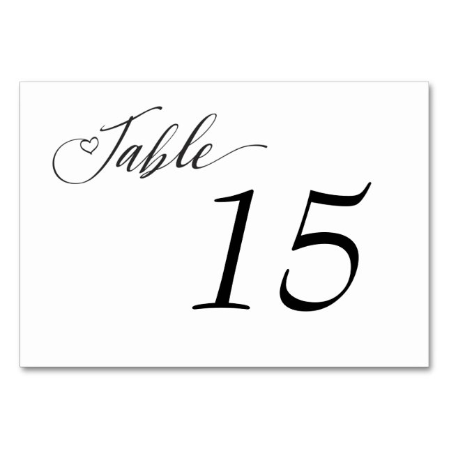 Elegant Black White Table number Bordsnummer (Framsidan)