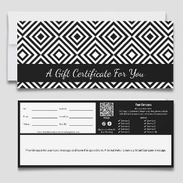 Elegant Black White Tile Mönster Gift Certificate