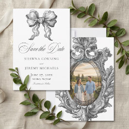 Elegant Black White Toile French Manor Photo Spara Datumet