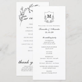 Elegant Black & White Vapensköld Ceremony Program