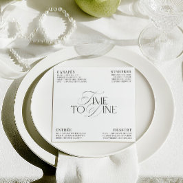 Elegant Black & White Wedding Dinner Menu Card Inbjudningar