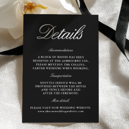 Elegant Black & White Wedding Enclosure Card Tilläggskort