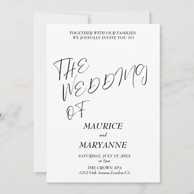 Elegant Black White Wedding Inbjudningar (Framsida)