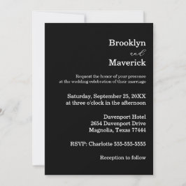 Elegant Black & White Wedding Inbjudningar