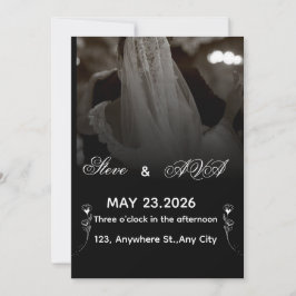 Elegant Black & White Wedding Invitation Inbjudningar