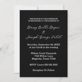 Elegant Black & White Wedding Invitation Inbjudningar