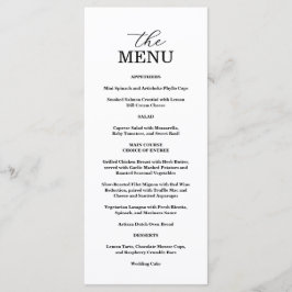Elegant Black & White Wedding Menu Meny