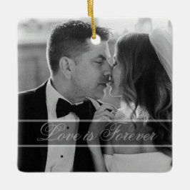 Elegant Black White Wedding Photo Keepsake  Julgransprydnad Keramik
