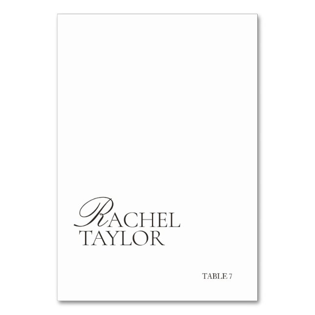 Elegant Black & White Wedding Place Card Bordsnummer (Framsidan)