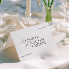 Elegant Black & White Wedding Reserved Place Card Kort