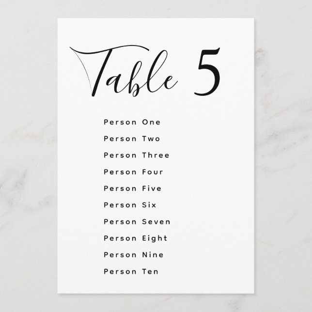 Elegant black & white wedding seating chart cards inbjudningar (Framsida)