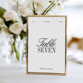 Elegant Black & White Wedding Table Number Inbjudningar