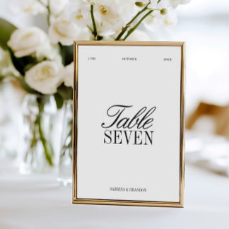 Elegant Black & White Wedding Table Number Inbjudningar