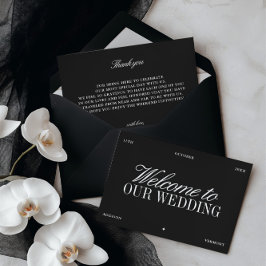 Elegant Black & White Wedding Welcome Card Inbjudningar
