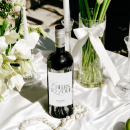 Elegant Black & White Wedding Wine Bottle Label Vinflaska Etikett