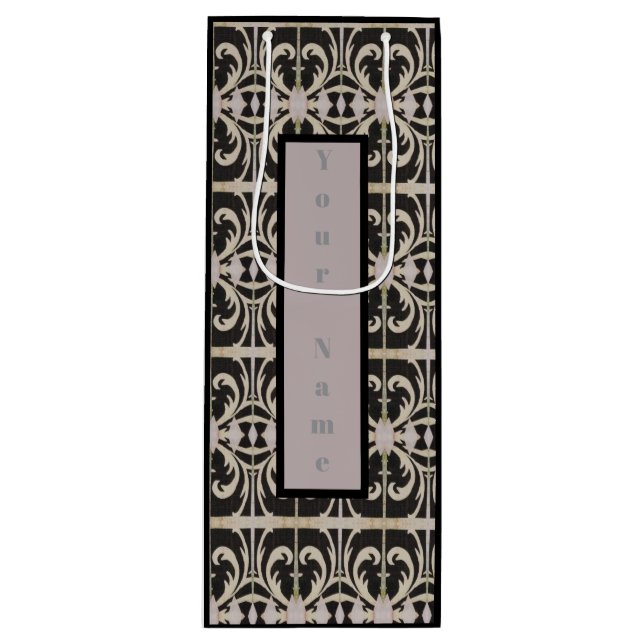 Elegant Black-White Wine Gift Bag (Framsidan)