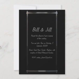 Elegant Black with Chrome Deco Gräns Bröllop Inbjudningar