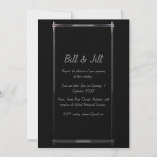 Elegant Black with Chrome Deco Gräns Bröllop Inbjudningar