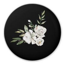 Elegant Black with White Flowers Drawer