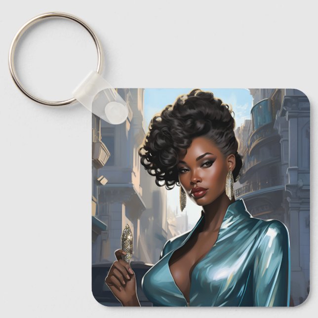 Elegant Black Woman Nyckelring (Framsida)