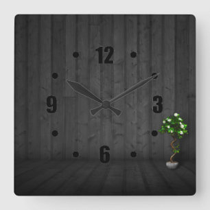 Elegant Black Wood Design Square Wall Clocks Fyrkantig Klocka