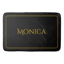 Elegant black &yellow monogram name Bath Mat Badrumsmatta