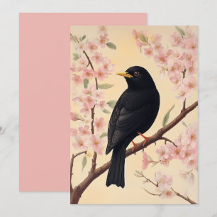 Elegant Blackbird på Blommar Inbjudningar