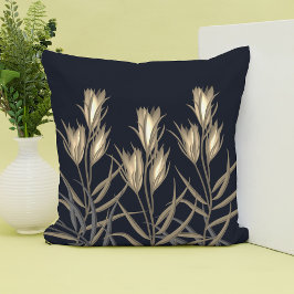 Elegant bläckstråle av blommor svart & guld blommi kudde
