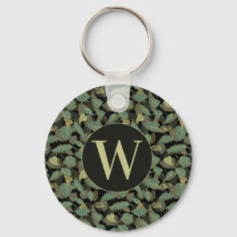 Elegant blad design Botanisk initial Nyckelring