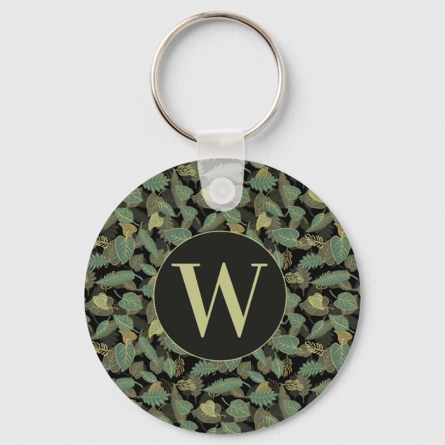 Elegant blad design Botanisk initial Nyckelring (Framsida)