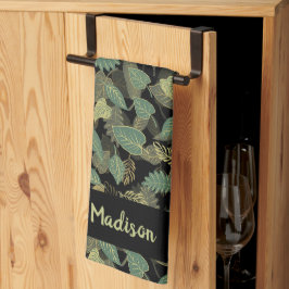 Elegant blad design botanisk kök kökshandduk