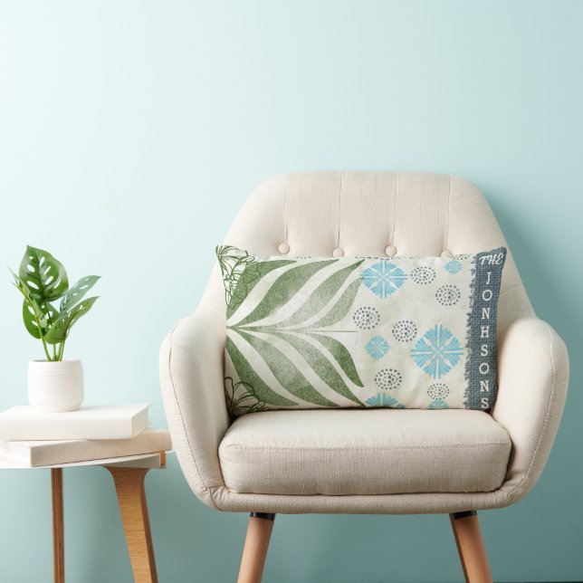 Elegant bladfamiljnamn accentkudde lumbarkudde (Stol)